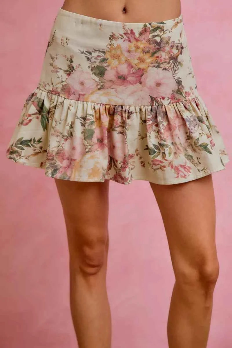 TEEK - Floral Print Fit and Flare Mini Skirt SKIRT TEEK Trend