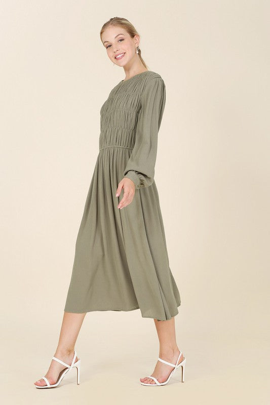 TEEK - Ruched Midi Dress DRESS TEEK FG Olive M 