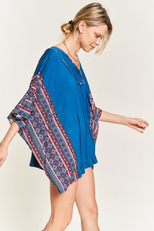 TEEK - TEAL BOHEMIAN PONCHO TUNIC TOPS TEEK FG   