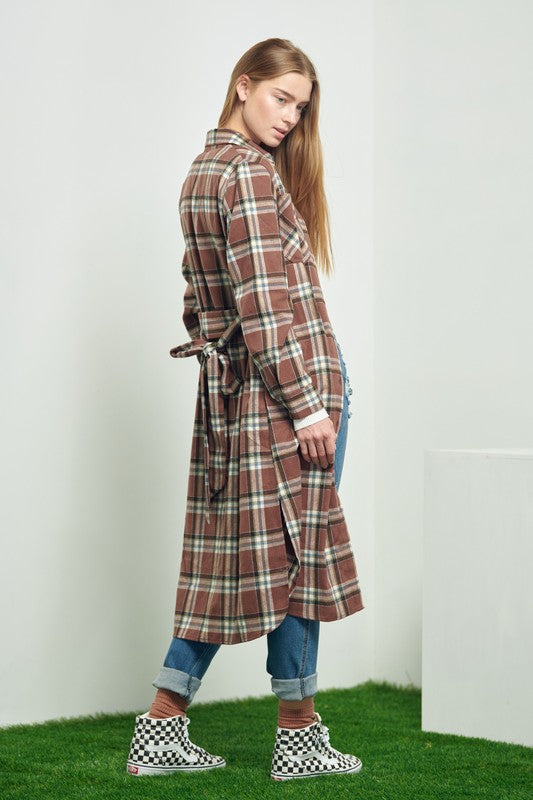 TEEK - PLAID PRINT COLLAR LONG SHIRT DRESS DRESS TEEK FG   