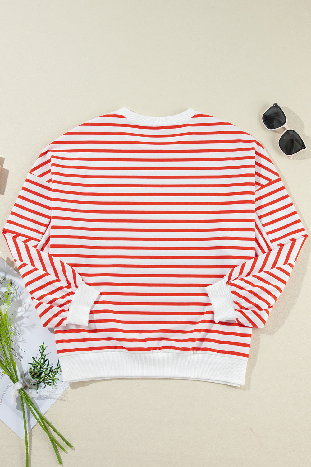 TEEK - Striped Dropped Shoulder Long Sleeve Sweatshirt TOPS TEEK Trend   