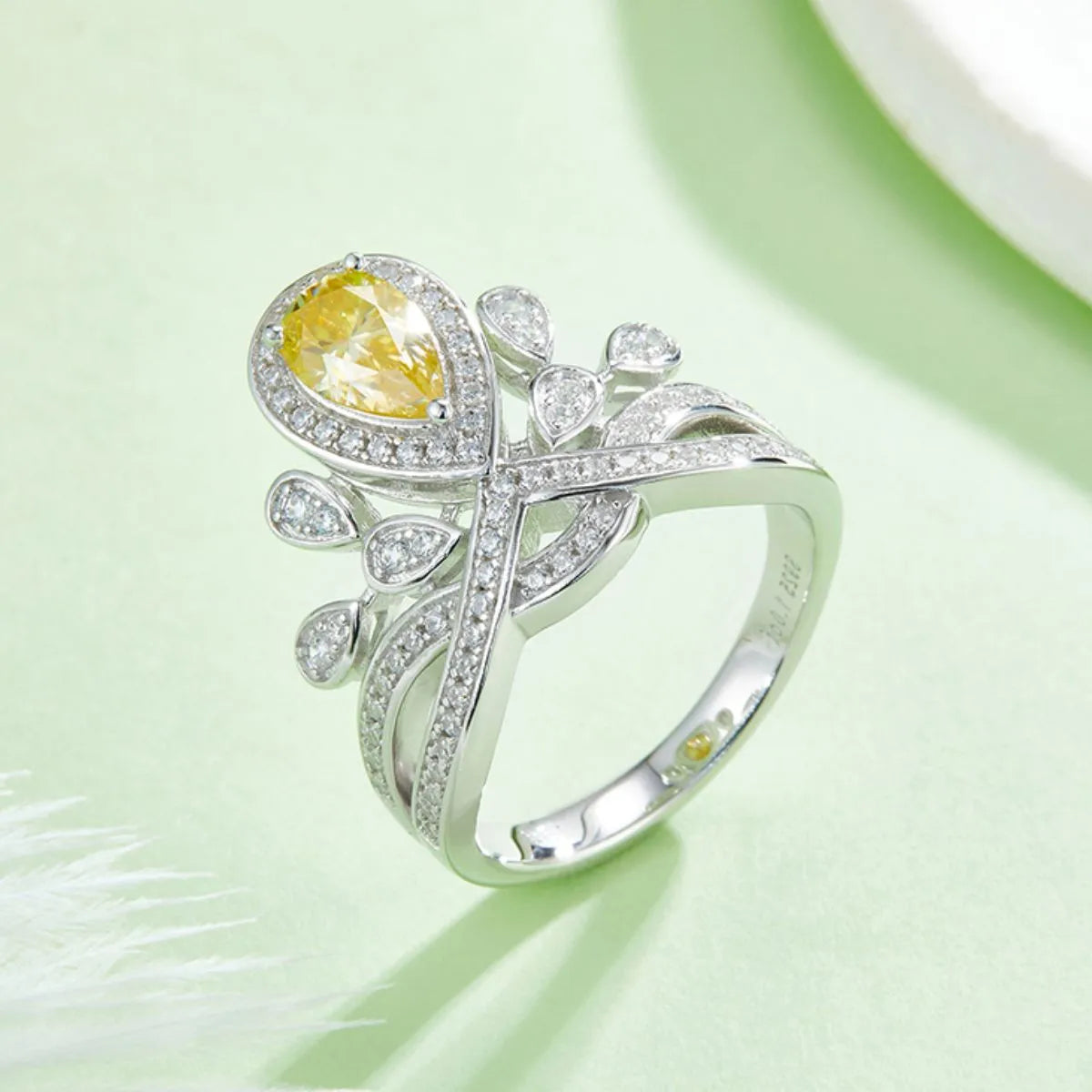 TEEK - 1 Carat Moissanite 925 Sterling Silver Ring JEWELRY TEEK Trend Yellow 5