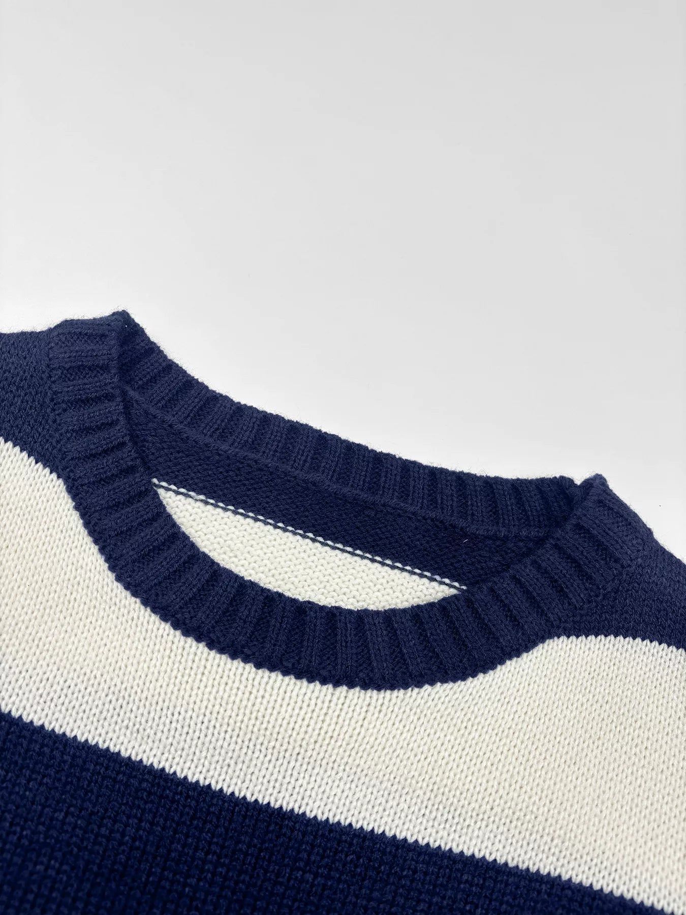 Nautical Striped Round Neck Sweater Trendsi