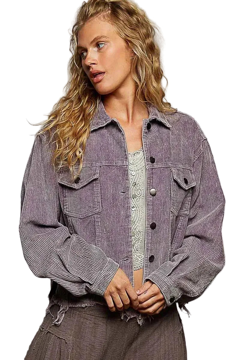 POL Button Down Corduroy Trucker Jacket