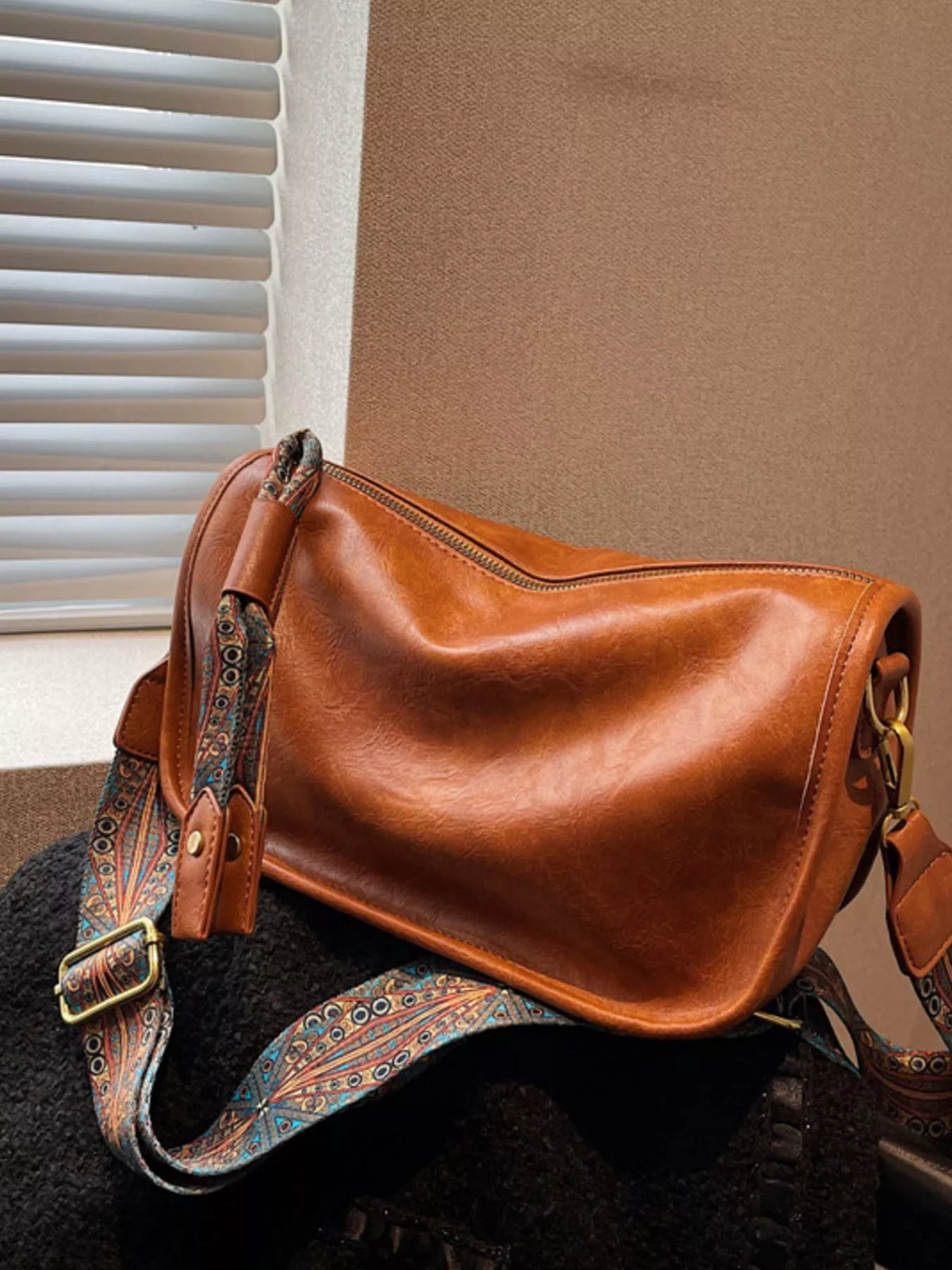 Patterned Strap Crossbody Bag Trendsi