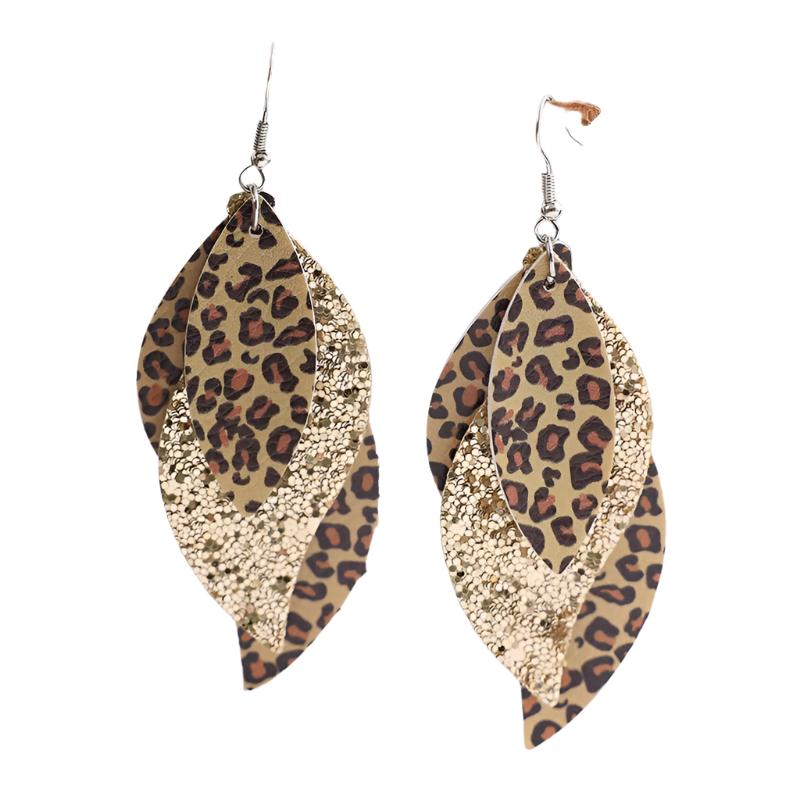 TEEK - PU Leather Leopard Leaf Earrings JEWELRY TEEK Trend Gold