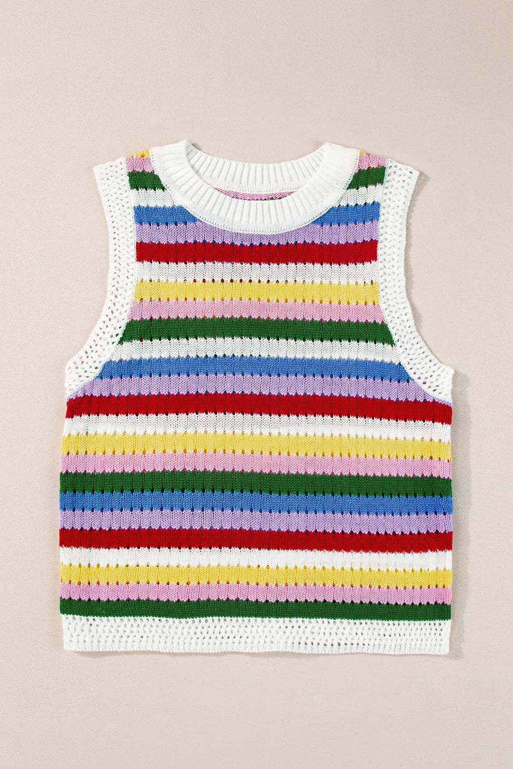 TEEK - Yellow Multicolor Contrast Round Neck Sweater Vest  TEEK Trend   