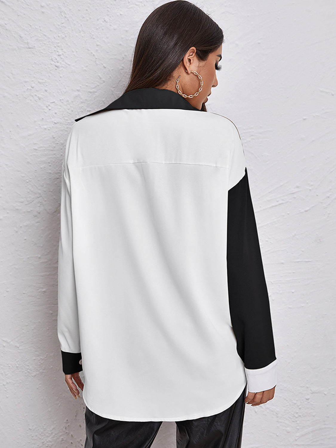 TEEK - Black Contrasted Long Sleeve Shirt TOPS TEEK Trend   