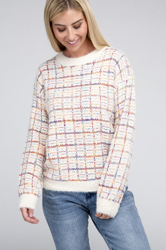 TEEK - Ivory Textured Fancy Knit Sweater SWEATER TEEK FG   