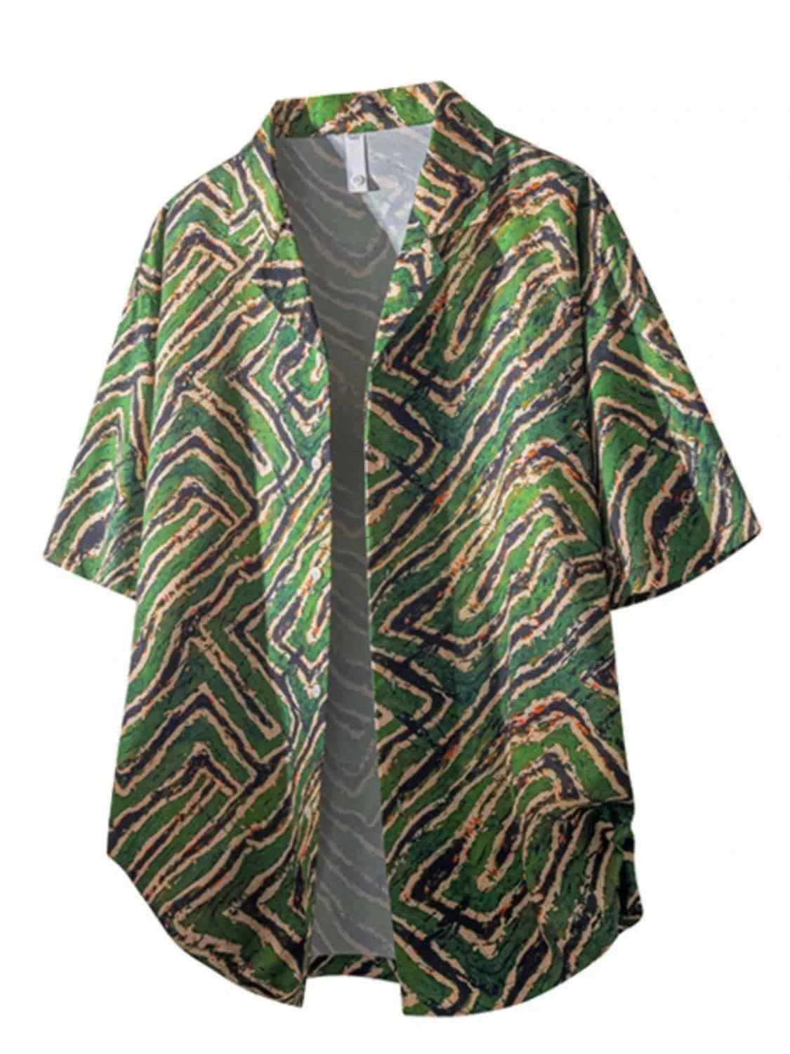TEEK - Mens Tropical Print Short Sleeve Shirt TOPS TEEK Trend Dark Green S