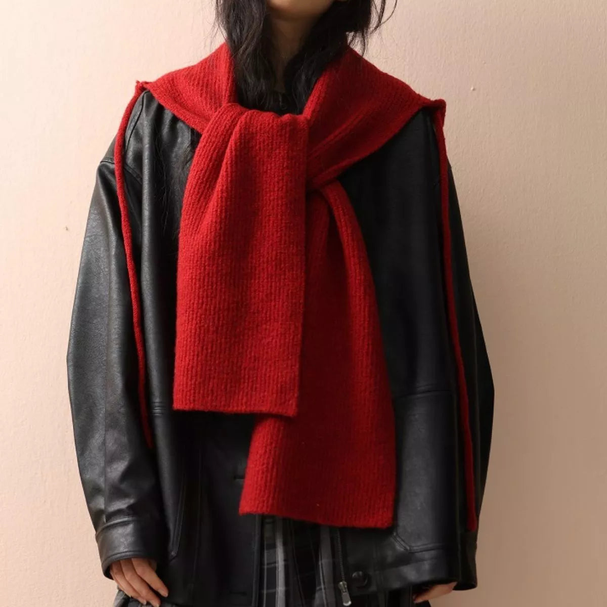 Cozy Knit Tie Scarf with Hooded Design Trendsi