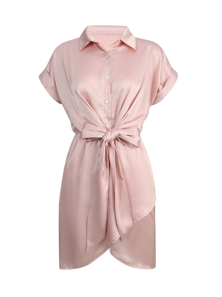 TEEK - Pink Knot Front Shirt Dress DRESS TEEK W S  
