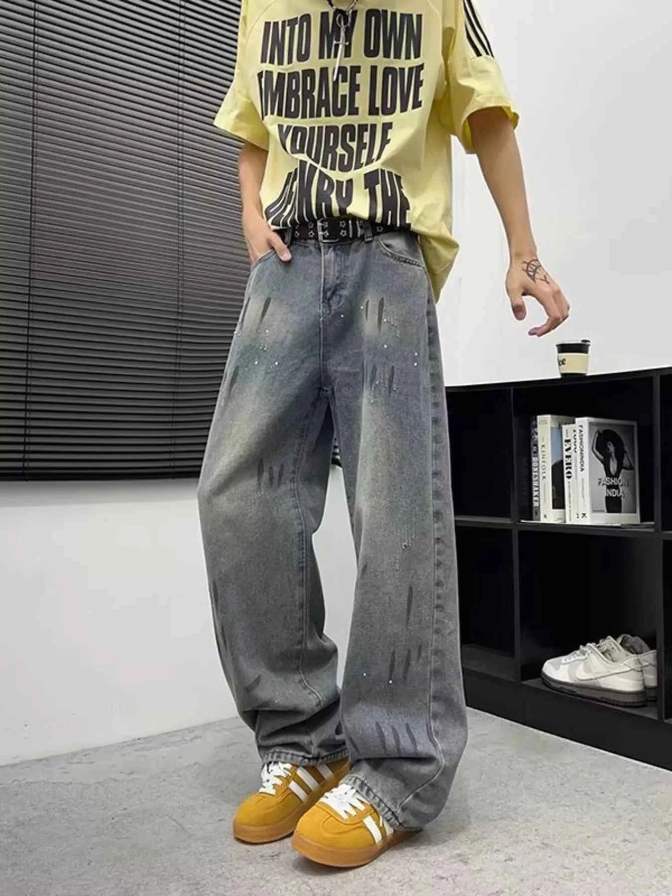 Men's Full Size Wide-Leg Jeans Plus Size Trendsi