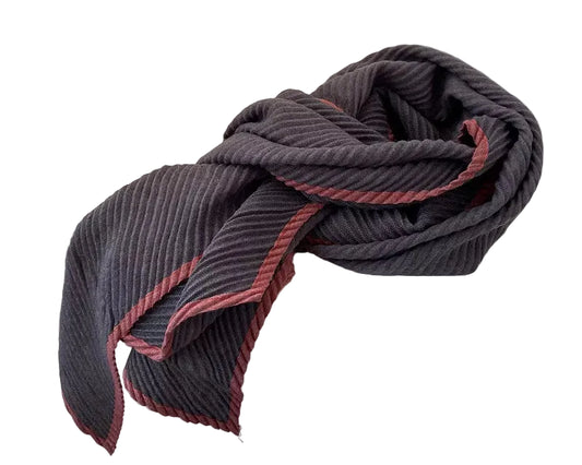 TEEK - Contrast Trim Texture Warm Scarf SCARF TEEK Trend Gray One Size