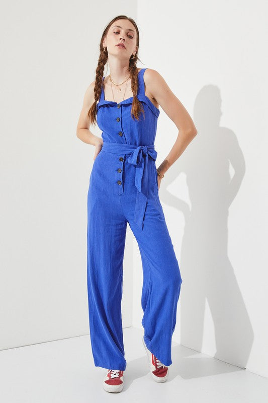 TEEK - PLUS SIZE SLEEVELESS ADJUSTABLE STRAP BUTTON JUMPSUIT JUMPSUIT TEEK FG   