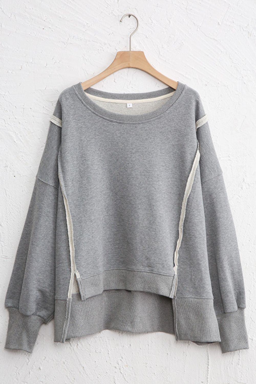 TEEK - Exposed Seam High-Low Long Sleeve Sweatshirt TOPS TEEK Trend