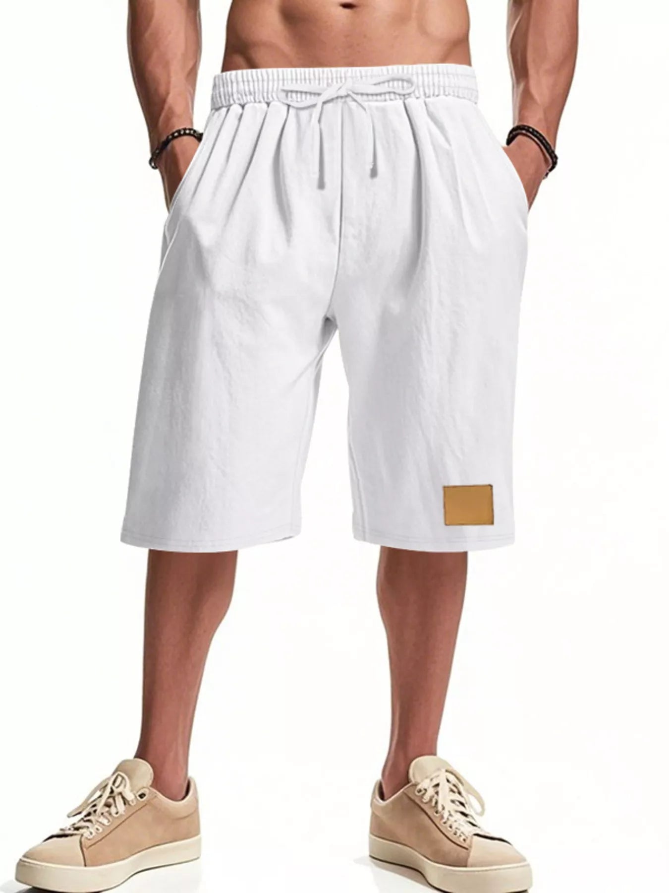 Men's Full Size Casual Drawstring Shorts Plus Size Trendsi White S