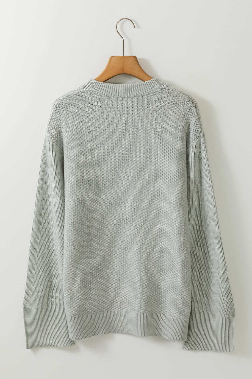 TEEK - Slit Cuff Round Neck Long Sleeve Sweater TOPS TEEK Trend