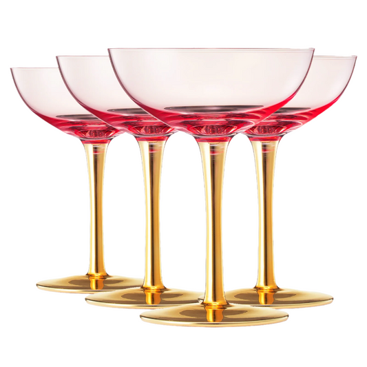 TEEK - Deco Champagne Coupe Cocktail Glassware Set HOME DECOR TEEK KS Pink Coupe Set of 4