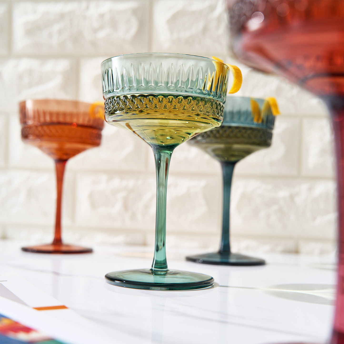 TEEK - Tonal Crystal Champagne Coupe Cocktail Glassware Set HOME DECOR TEEK KS