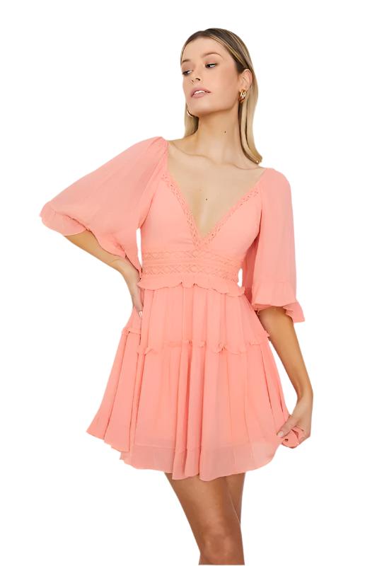 TEEK - Blush Flutter Sleeved Dress DRESS TEEK FG XS  