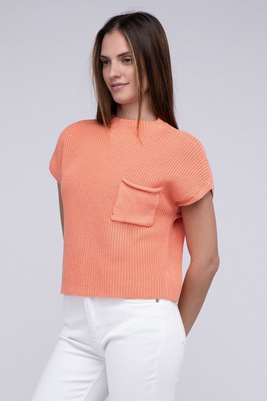 TEEK - Mock Neck Short Sleeve Cropped Sweater SWEATER TEEK FG   