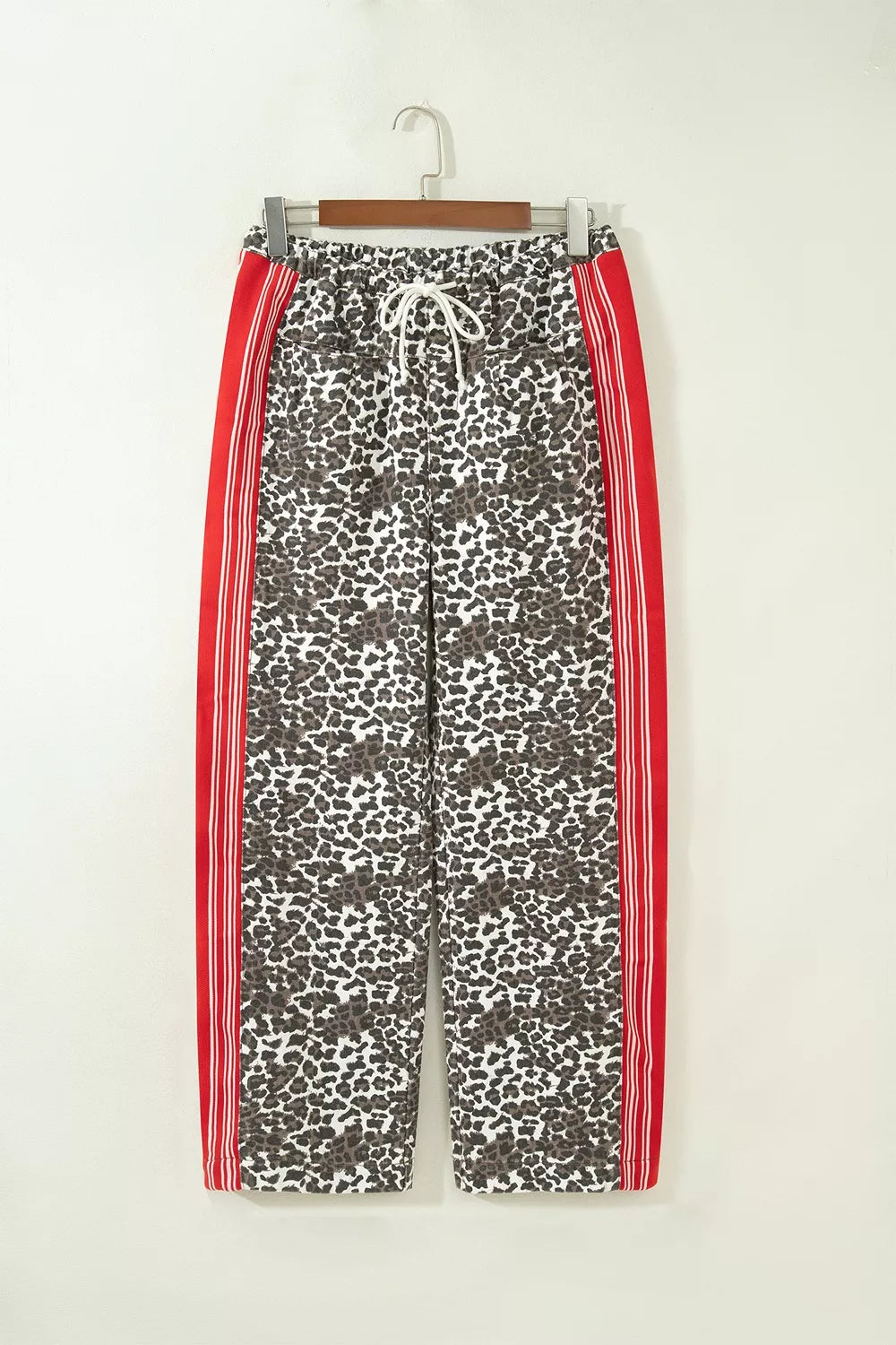 Leopard Patchwork Elastic Waist Jeans Trendsi