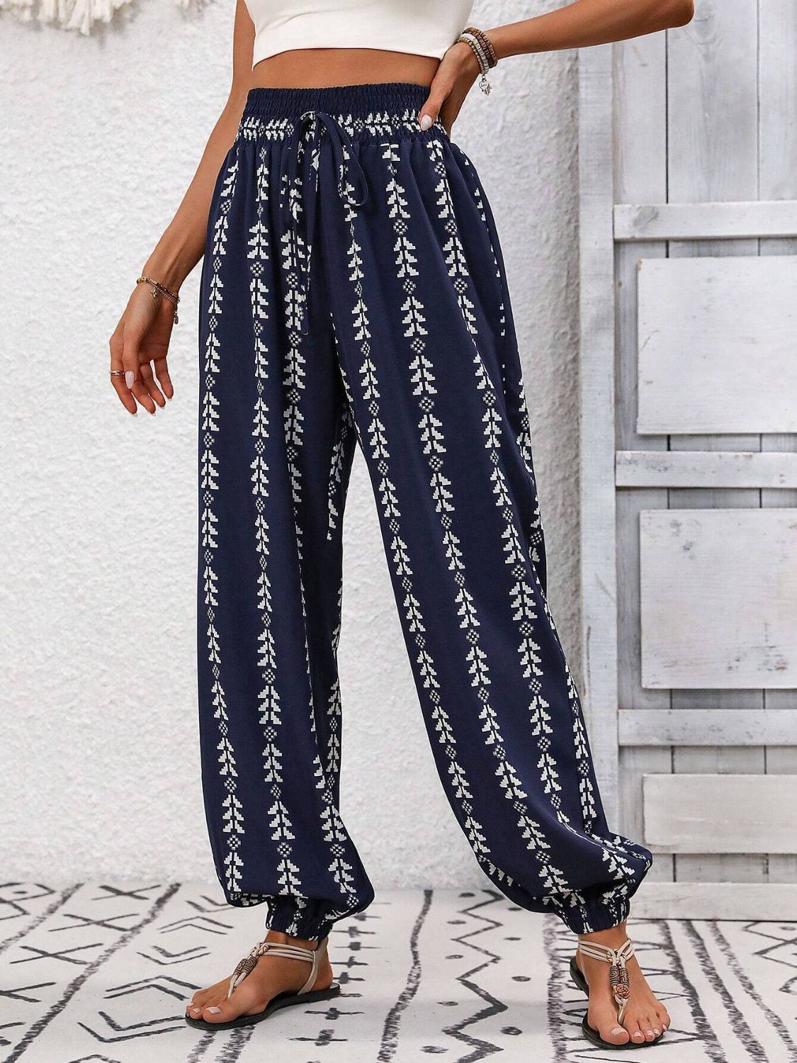TEEK - Tied Printed High Waist Pants PANTS TEEK Trend   