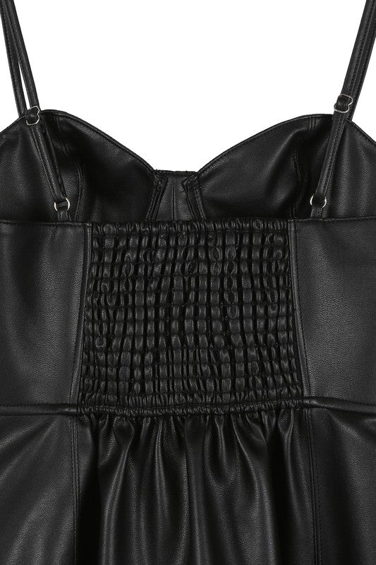 TEEK - Black Vegan Leather Bustier Dress DRESS TEEK FG   