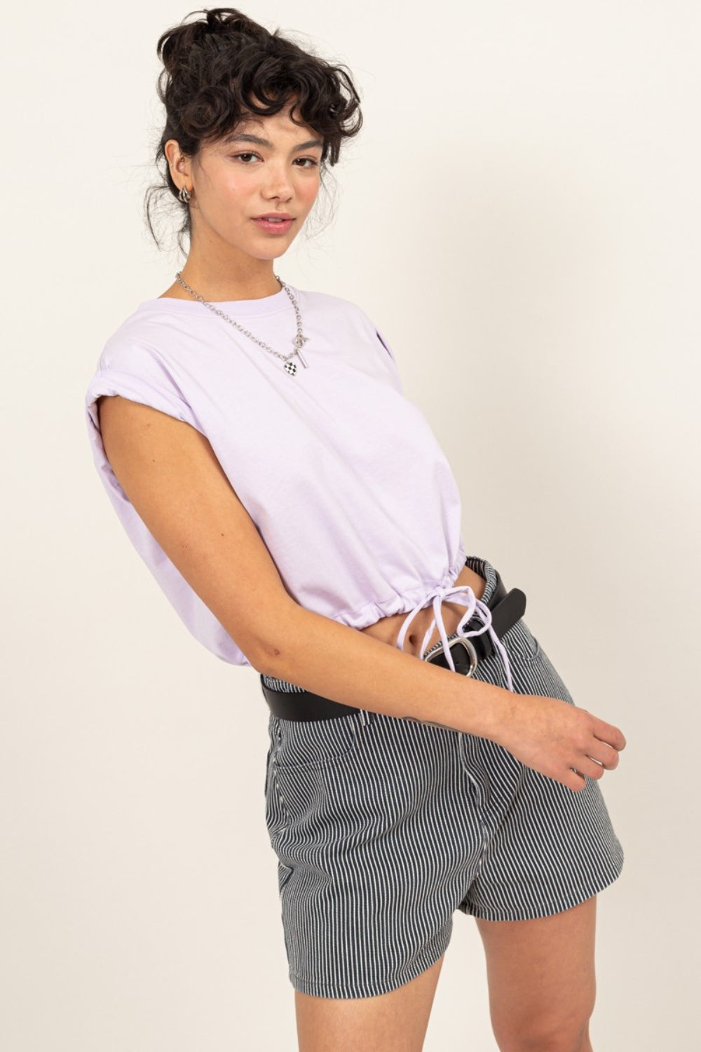 TEEK - Lavender Drawstring Hem Crop Top TOPS TEEK Trend   