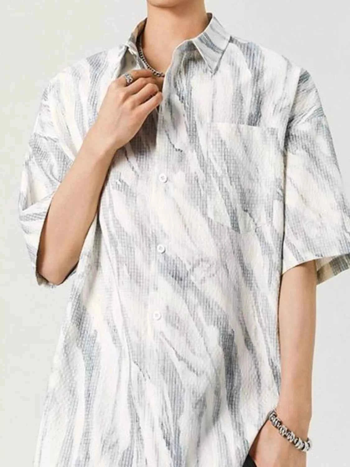 TEEK - Mens Plus Size Button Up Short Sleeve Shirt TOPS TEEK Trend