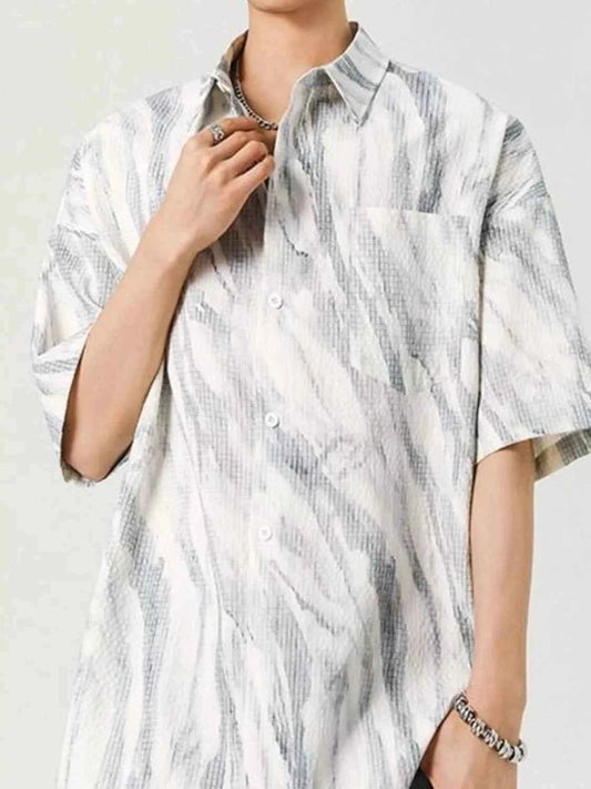 TEEK - Mens Plus Size Button Up Short Sleeve Shirt TOPS TEEK Trend