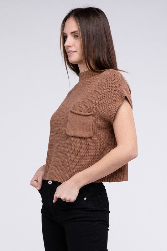 TEEK - Mock Neck Short Sleeve Cropped Sweater SWEATER TEEK FG   