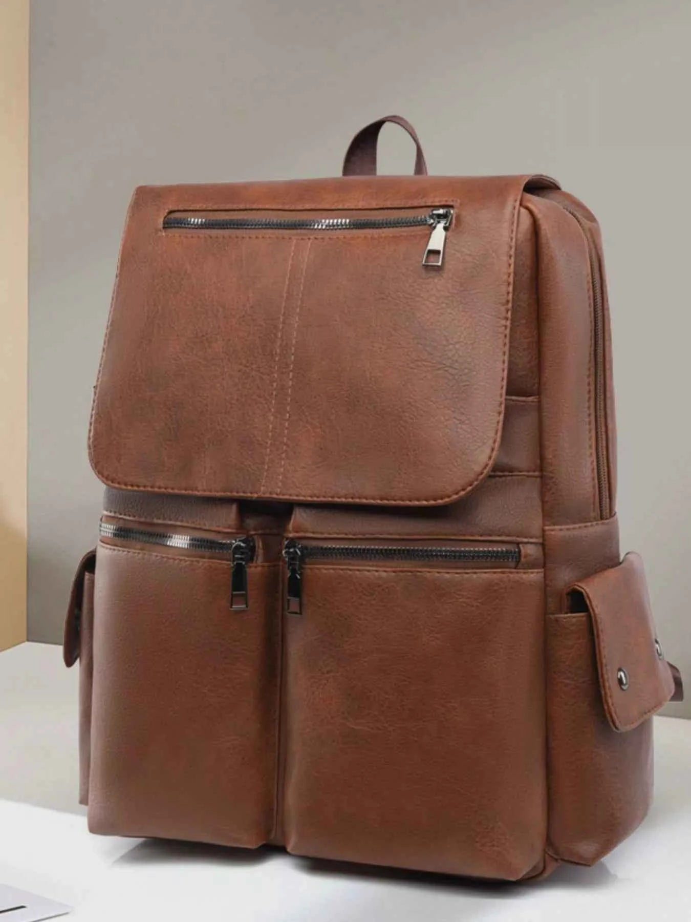 TEEK - Leather Flapover Backpack Bag BAG TEEK Trend Terracotta One Size