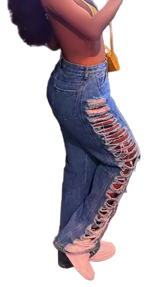 TEEK - Side Distressed Jeans JEANS theteekdotcom