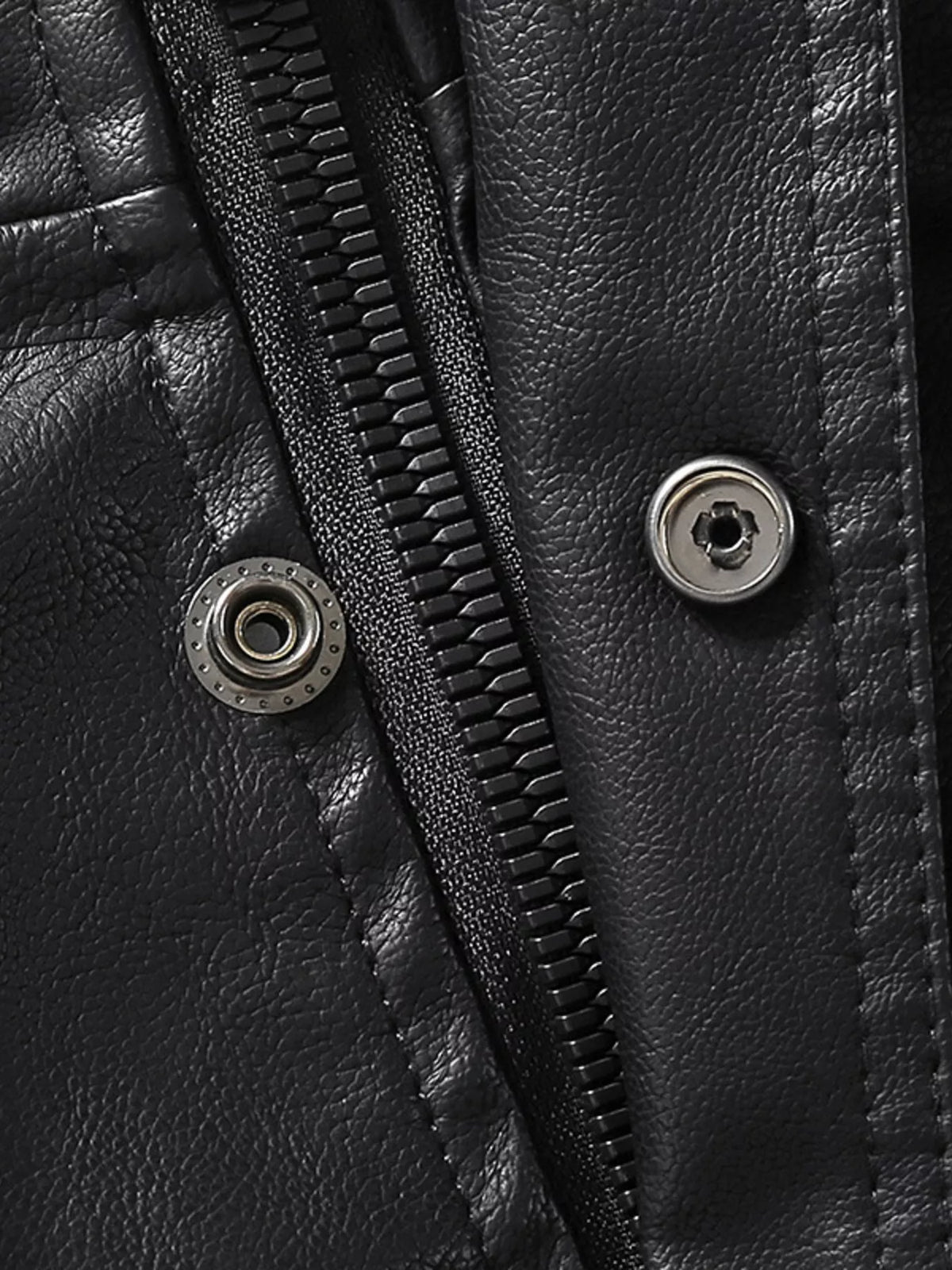Men's Zip Up Long Sleeve Leather Jacket Trendsi