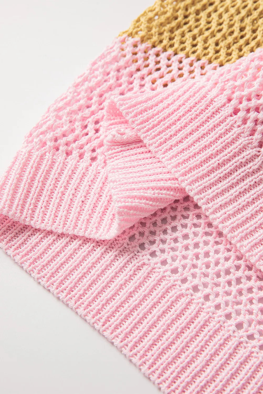 TEEK - Blush Pink Color Block Cap Sleeve Knit Top  TEEK Trend   