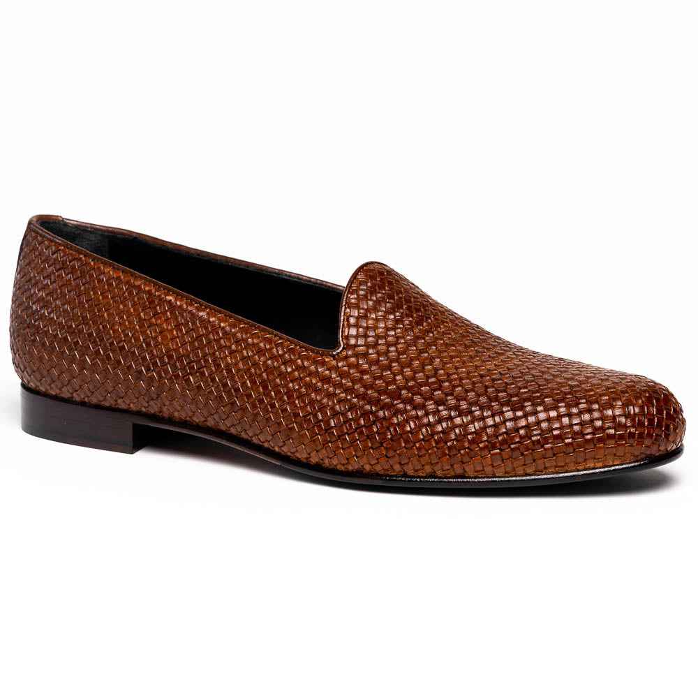 15-211-CGN CESTINO Calfskin Basketweave Slip On, Cognac Shop Zelli Italia
