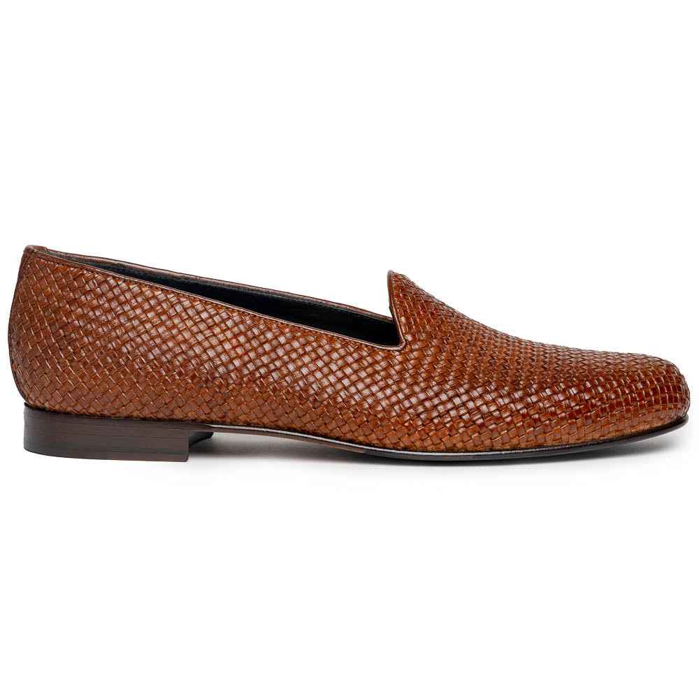 15-211-CGN CESTINO Calfskin Basketweave Slip On, Cognac Shop Zelli Italia