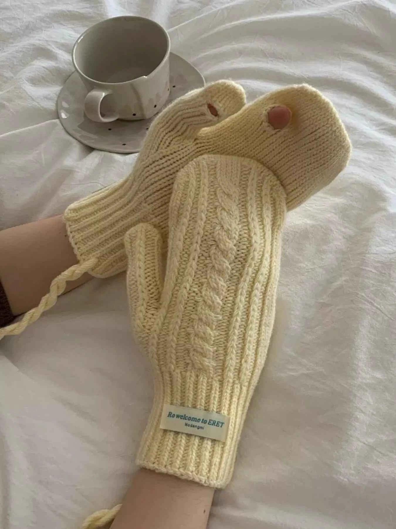 TEEK - Cable Knit Warm Mittens Gloves GLOVES TEEK Trend