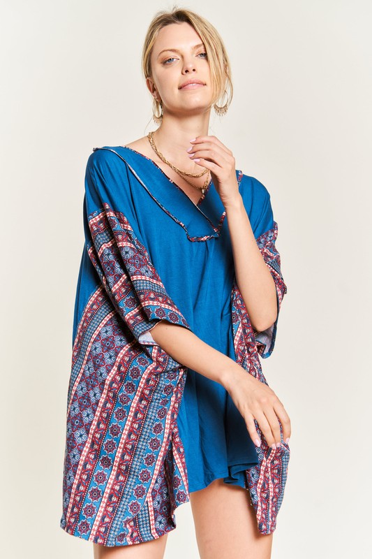 TEEK - TEAL BOHEMIAN PONCHO TUNIC TOPS TEEK FG   