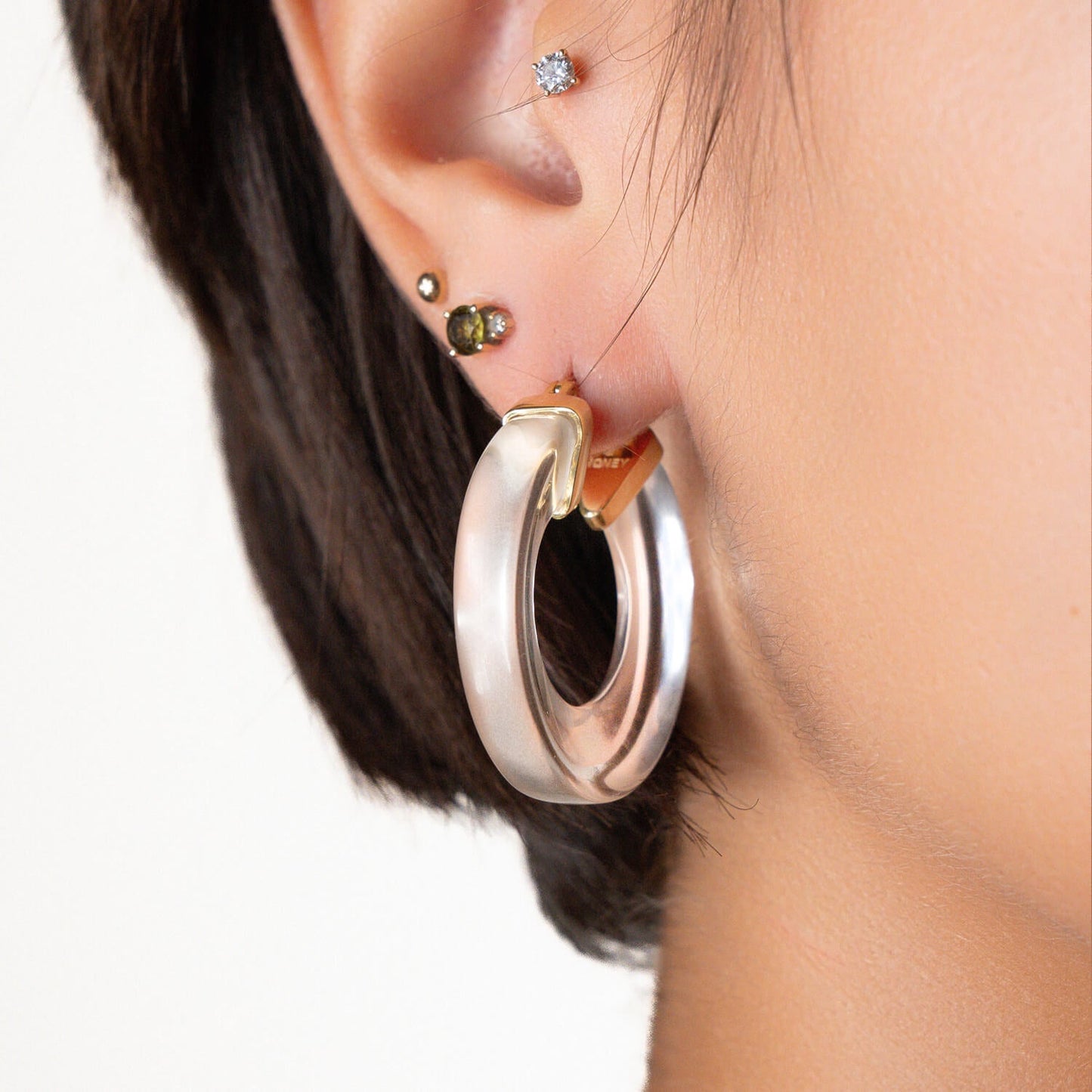 TEEK - Clear Chunky V-Hoop Earrings JEWELRY TEEK GNH