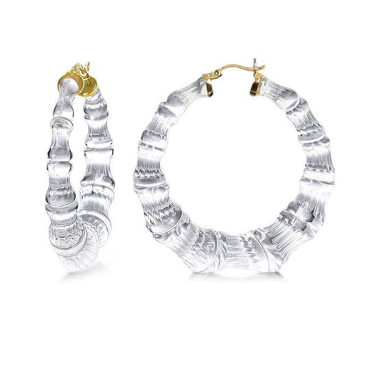 TEEK - Clear Lucite Bamboo Hoop Earrings JEWELRY TEEK GNH