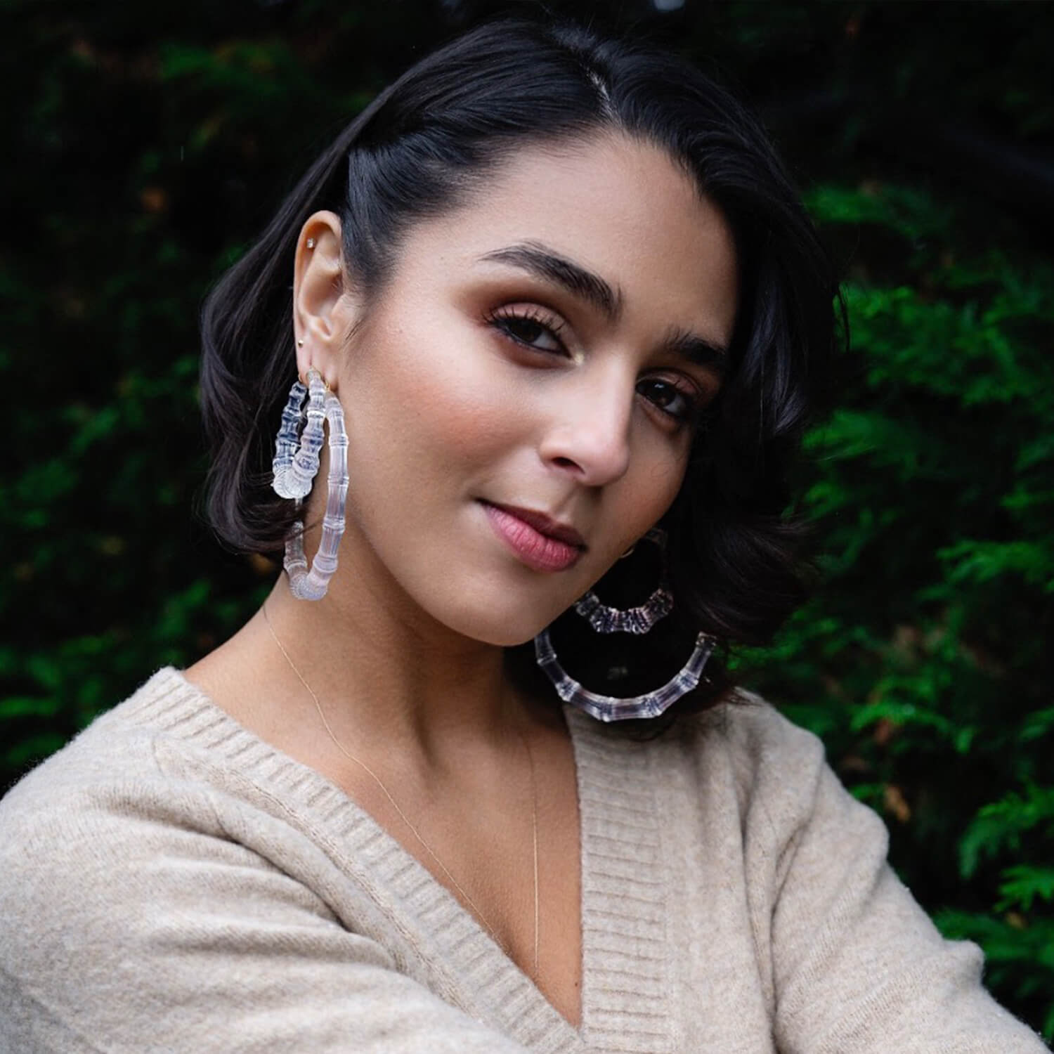 TEEK - Clear Lucite Bamboo Hoop Earrings JEWELRY TEEK GNH