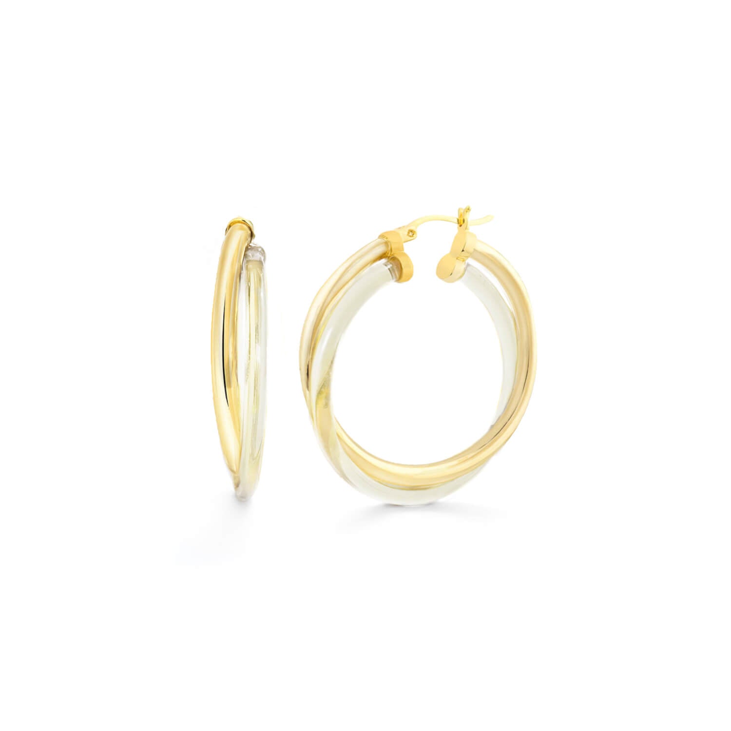 TEEK - Crossover Lucite Hoop Earrings JEWELRY TEEK GNH CLEAR