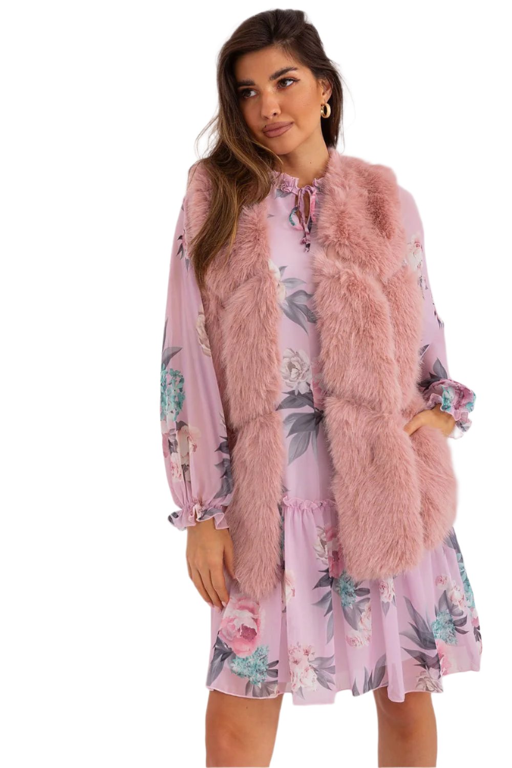 TEEK - Faux Fur Pocketed Gilet VEST TEEK MH pink S/M 