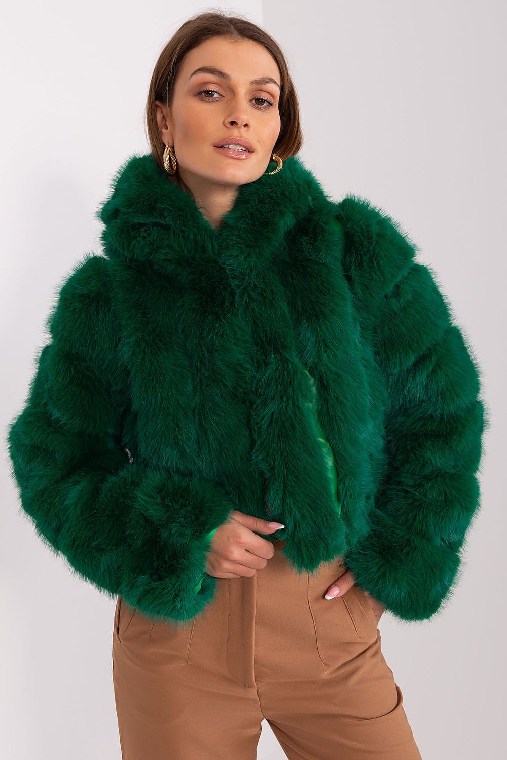 TEEK - Faux Furry Hooded Jacket JACKET TEEK MH green S/M 