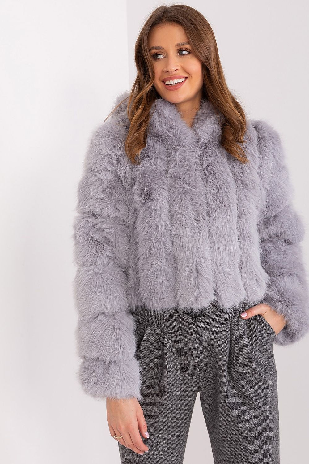 TEEK - Faux Furry Hooded Jacket JACKET TEEK MH grey S/M 