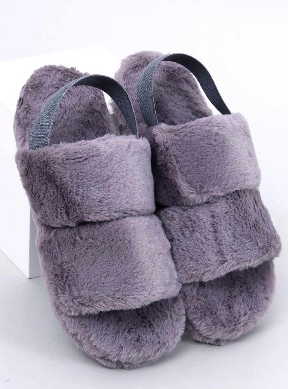 TEEK - Periwinkle Grey Strapped Fluff Slippers SHOES TEEK MH 5.5  