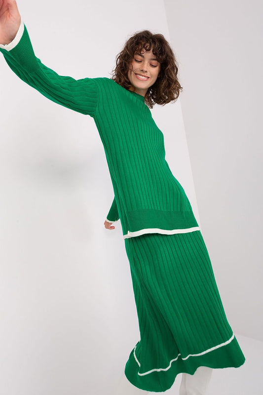 TEEK - 3 Line Contrast Top Skirt Set SET TEEK MH green One Size 